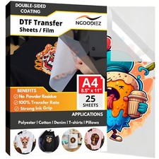 Double-Sided DTF Transfer Film A4 PreTreat Sheets 25 PET Inkjet Printable