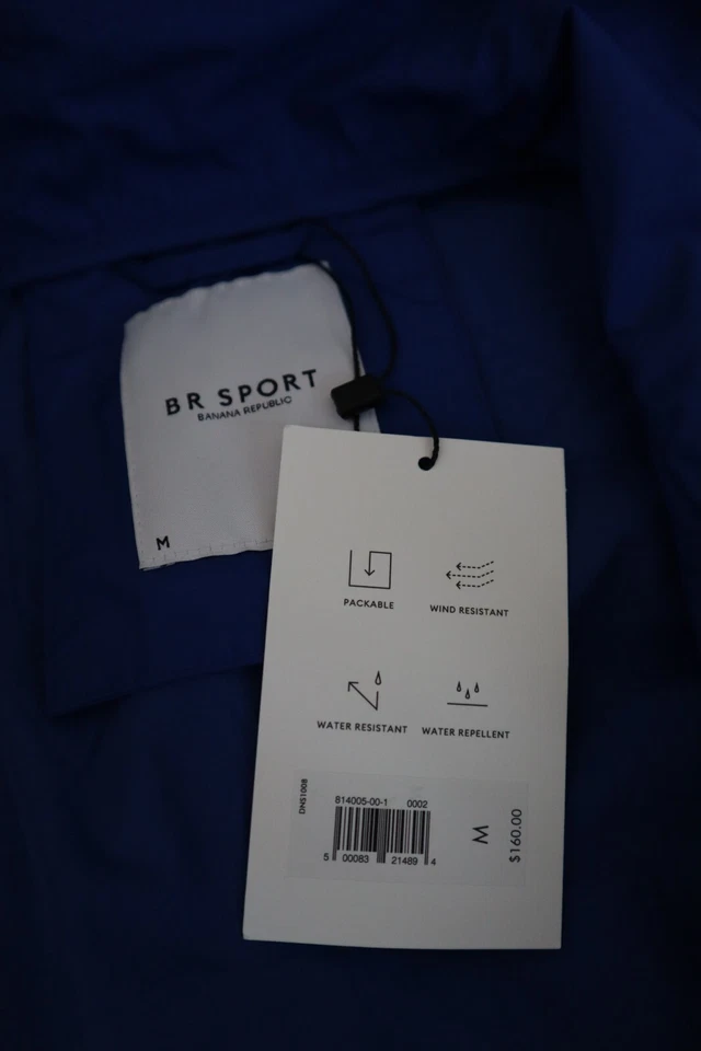 NUEVO CON ETIQUETAS CORTAVIENTOS BANANA REPUBLIC NAILON ARRUGADO AZUL COBALTO TALLA M PRECIO DE VENTA SUGERIDO POR EL FABRICANTE $160 Foto 4 de 4