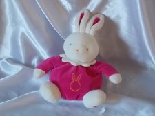 Doudou lapin boule, rose fushia, blanc, Klorane