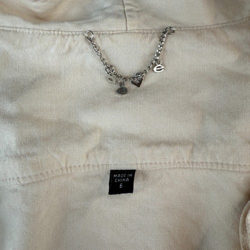 Bebe Ivory Linen Blazer Boho Chic 3/4 Sleeve Size 6 Button Up Ruffled Fairy Core - Picture 5 of 6