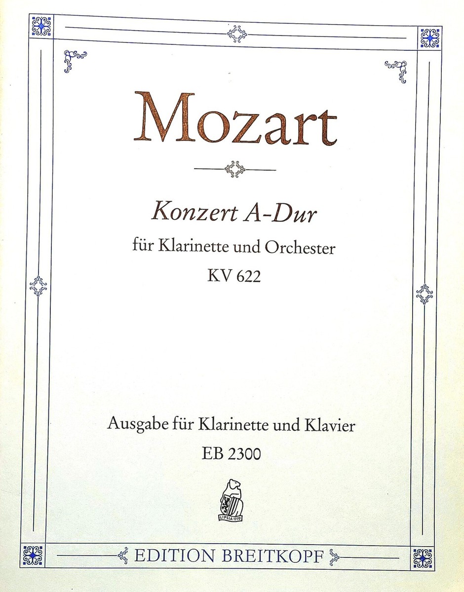 Mozart Konzert A-Dur for Clarinet with Piano Acc., Breitkopf Ed