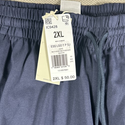 Adidas Pants Mens 2XL Navy Blue Graphic Print Athletic Elastic Waist Tapered - Picture 4 of 12