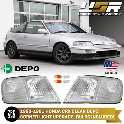 DEPO Chrome Housing Clear Lens Corner Lights + Bulbs for US Spec