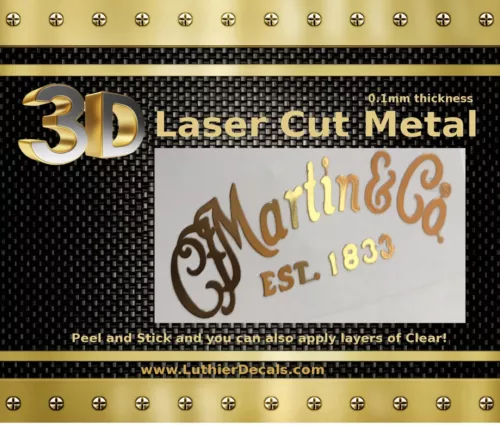 Martin and Co Guitar Decal 3d metal Headstock Restoration Sticker Logo m13