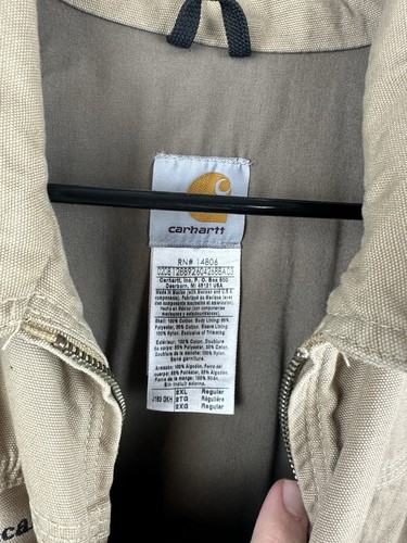 Carhartt Mens Jacket Size XXL Light Brown Lined Bomber Workwear Company Logo - 第 3/5 張圖片