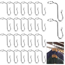 50 Pieces Hanger Connector Hooks Metal Hanger Extender Hooks Stable Clothes H...
