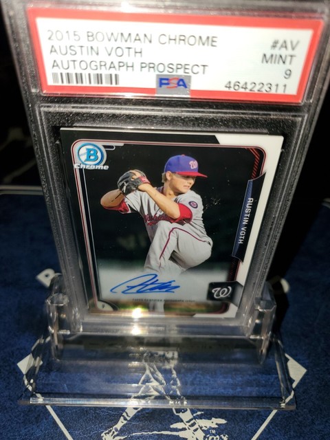 PSA 9 MINT ~2015 Bowman Chrome Austin Voth RC Autograph NATS  #BCAP-AV🔥⚾️POP 7⚾