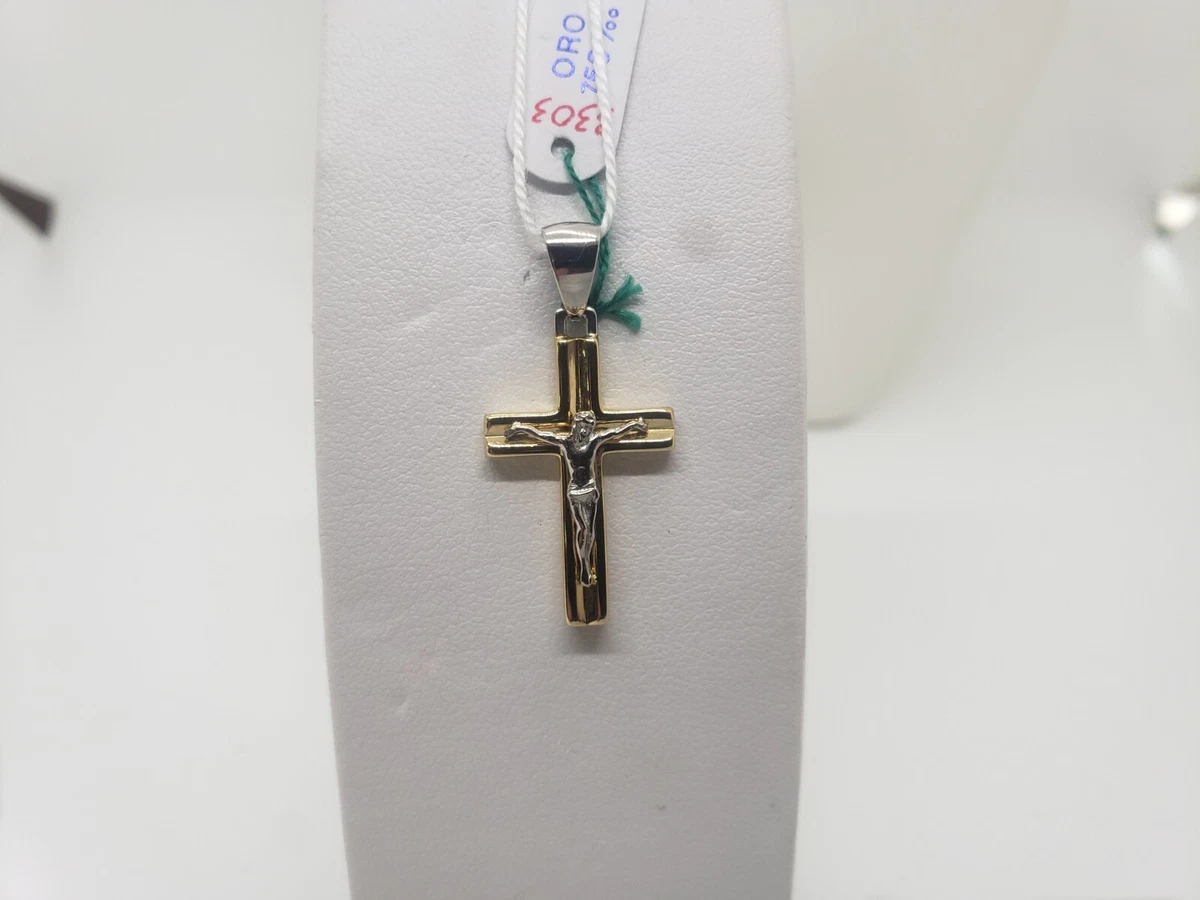 Ciondolo A Forma Di Croce Da Uomo E Da Donna In Oro Giallo - Foto 6