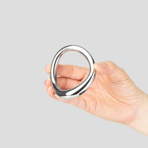 HeavyDuty Steel Metal Ergonomic Curved Oval Cock Ring Penis Enhancer Band Medium - Picture 4 of 8
