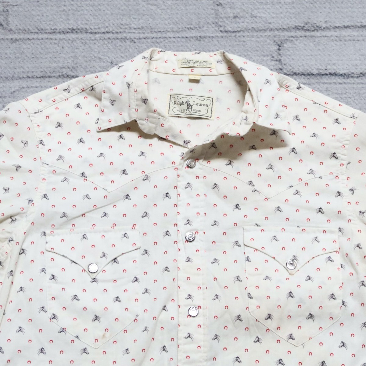 Vintage 80s Ralph Lauren Western Wear Shirt Horse Shoe Equestrian