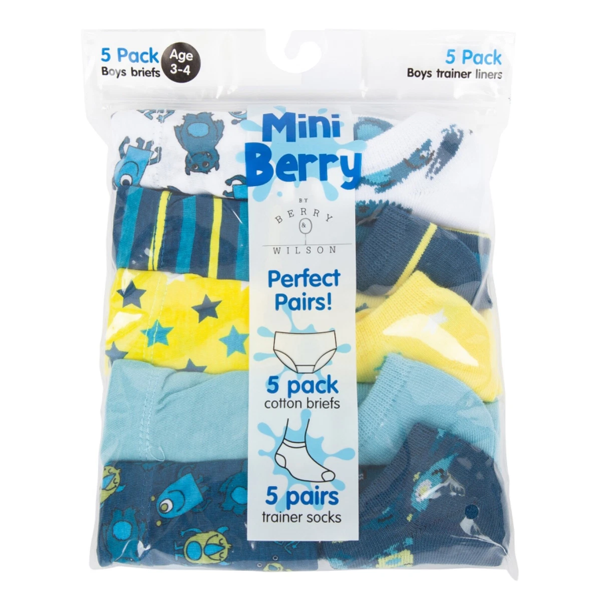 BERRY WILSON PAQUETE DE 5 CALZONCILLOS Y CALCETINES DE ENTRENADOR PARA NI OS TALLAS 3 4 a os a 5 6 a os