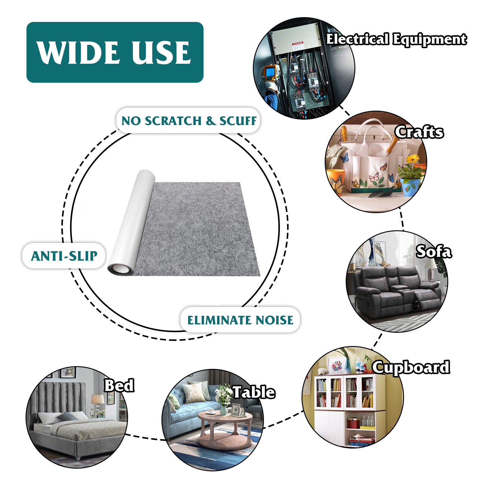 LOMUG Selbstklebender Filz 50x150cm 1mm - Klebefilz Für Möbelschutz & DIY Projekte Hellgrau