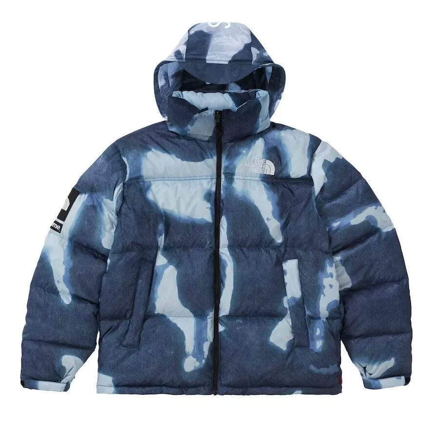 Grande veste de mariage imprimé denim blanchi taille Supreme x The North Face (Indigo)