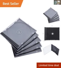 10.4mm Deluxe CD Storage - Clear Cases with Black Tray, Clips & 50 Pack