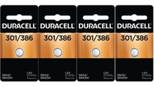 4 x 301/386 Duracell Silver Oxide Batteries AG12, 10L124, SR1142W, SR43W 