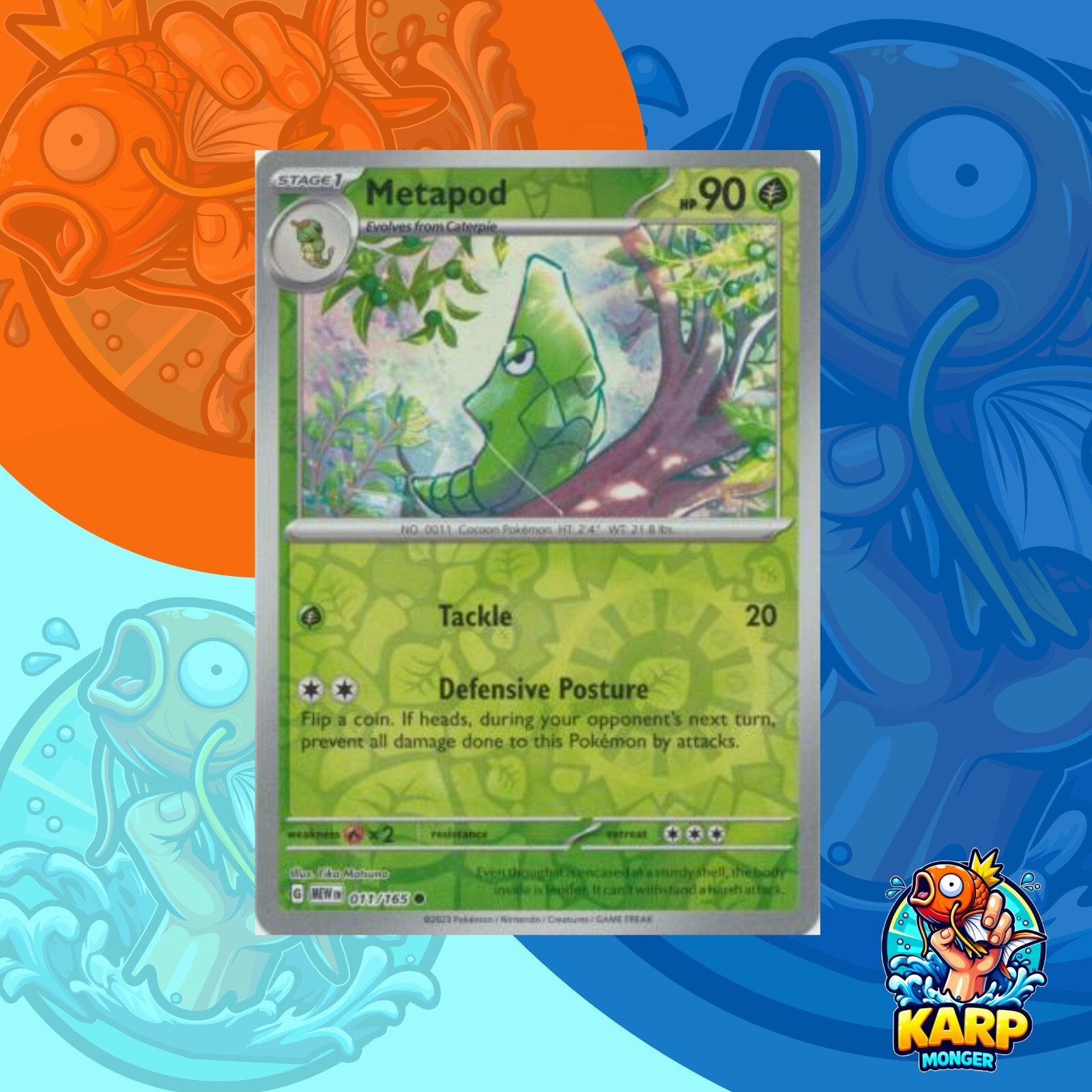 🟩 Metapod 011/165 Reverse Holo – Pokémon 151 SV – NM/Mint Gen 1 Classic!