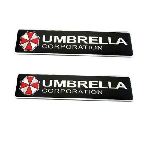 2x UMBRELLA Corporation Emblem Auto Aufkleber Alu Resident Evil Logo Rechteck - Bild 4 von 5