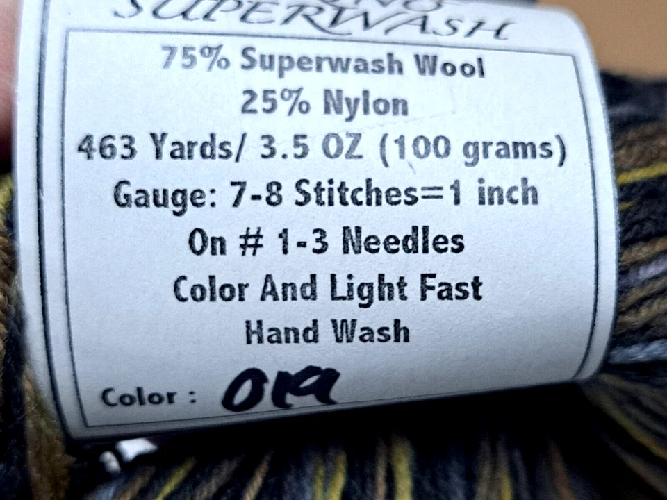 Hilo de calcetín Merino Superwash 463 yardas, color #019, 75 % lana, 25 % nailon Foto 3 de 4