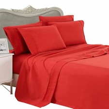 1000 Thread Count 100 Egyptian Cotton Bed Sheet Set 1000 TC FULL Red Solid