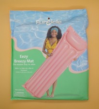 Funsicle Eezy Breezy Mat - Pink inflatable pool float measuring 66"x25"x9"
