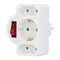 Unitec Steckdosenadapter 1 Schuko 2 Euro Steckdosen Beleuchteter Schalter Weiß