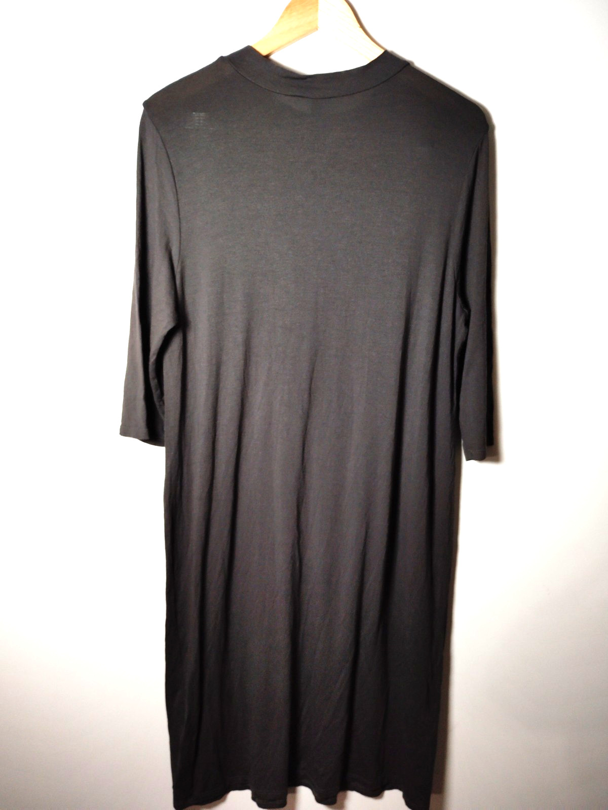 NWOT Eileen Fisher Viscose Spandex Lightweight SOFT GRAY 3/4 Sleeve Dress Boho L image 4
