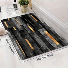 Luxury Marble Doormat, Black-Grey-Gold Stripes