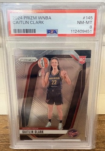 2024 Panini Prizm WNBA Caitlin Clark RC Base #145 Indiana Fever PSA 8