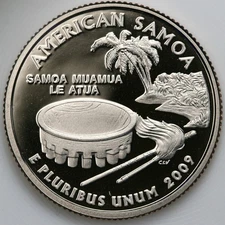 2009 S Gem Proof DCam American Samoa Territories Quarter CN-Clad