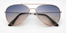BLUE-YELLOW 2 TONE LENS AVIATOR STYLE MEN WOMEN GOLD METAL FRAME SUNGLASSES UVB