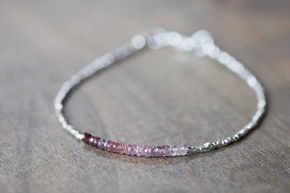 zaffiri e pietre preziose di pirite perline argento sterling 925 bracciale... - Immagine 3 di 4