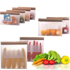 "8-Pack Reusable Silicone Food Storage Bags – BPA-Free, Leakproof &