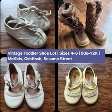 Vintage Toddler Shoe Lot Size 4  6  McKids, OshKosh, Sesame Street   4 Pairs