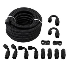 6an 8an 10an Fuel Line Kit Nylon Braided Cpe Hose With Fittings 10ft 20ft Black