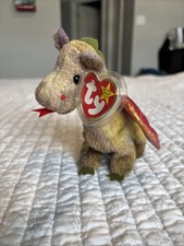 Ty Beanie Baby 1998 Scorch the Dragon with tag errors - retired/authentic