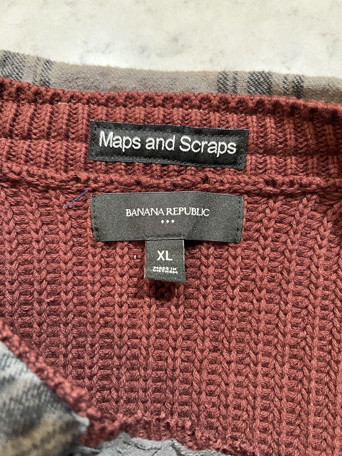 Patchwork And Ragged Upcycled Sweater Burgundy - image 8