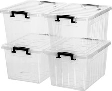 22 Qt Clear Storage Bins with/ Lids Stackable Nestable Organizer 4 Pack