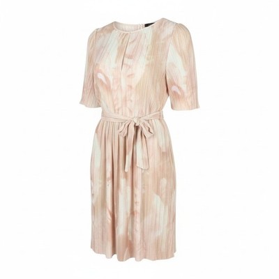 MAX&Co. Damen Kleid L Hellrosa Texturiert Kurzarm Midi mit Gürtel