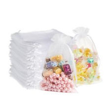 PACKINNO White Organza Bags 100 Pack 4x6 in Drawstring for Jewelry Gifts