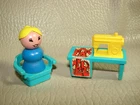 Fisher Price Vintage Little People Turquoise Sewing Machine Play Toy Chair  -#29