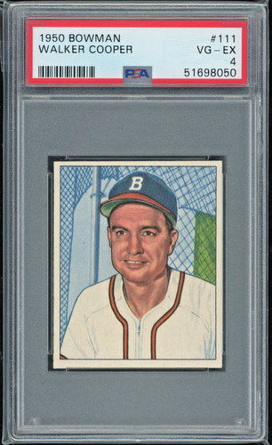 1950 Bowman 111 Walker Cooper Boston Braves PSA 4 Vintage Baseball Card