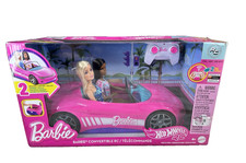 NIB Hot Wheels Barbie Battery Powered RC Convertible Car with 2 Barbie Dolls
