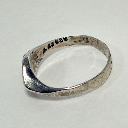 VTG Mexico Taxco Sterling Silver 925 Inlay Ring Band Sz 4.75 Green Stone Chip - Picture 3 of 9