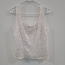 Vintage Y2K Womens Lace Top Size Small Coquette White Tank Fairy Angel Feminine