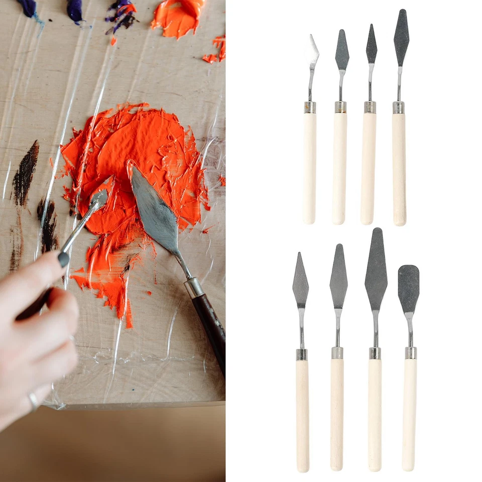 Couteaux à palette 8 pièces pour peinture acrylique, spatule de peinture à - Photo 4/4