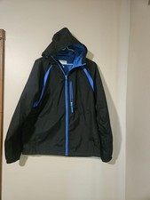 Kids Columbia Hooded Lightweight Jacket Boys Size 18/20 Mesh Lined Black/Blue