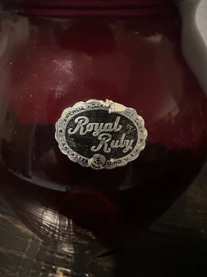 Anchor Hocking Royal Ruby Red 9" Scalloped Edge Vase Depression Glass - Image 3 of 3