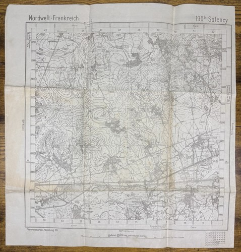 1918 German Military Map Of Northwest France 190 Salency Vermessungs Abteilung