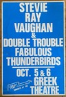 Stevie Ray Vaughan Greek Theatre 1988 Cardboard Concert Poster Fabulous T-Birds