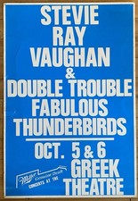 STEVIE RAY VAUGHAN Greek Theatre 1988 Cardboard CONCERT POSTER Fabulous T-Birds
